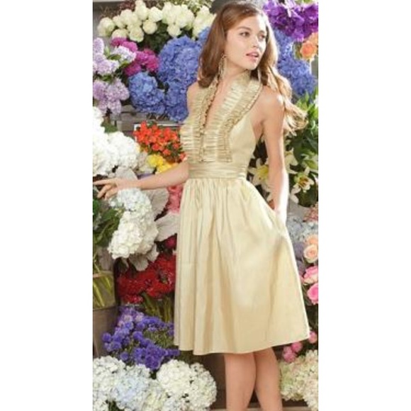 WToo Tuxedo Halter Backless Dress in Foliage Sz 12 - Picture 3 of 5